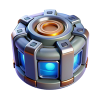 hypnotic classic Isolated cutout, concept art style render of a single, glowing, futuristic power core Hyper-specific details with Transparent Background handcrafted png