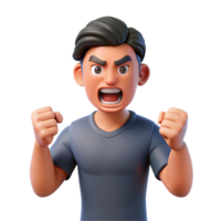 picturesque quintessential Angry man clenching fists, frustration portrait, with Transparent Background png