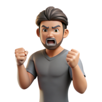 mesmerizing bold urban Angry man clenching fists, frustration portrait, with Transparent Background ultra HD png