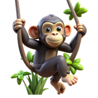 stunning rustic A Playful Chimpanzee Swinging Through a high quality png