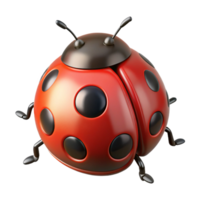 stunning avant-garde Isolated cutout of a hyper-specific, ultra-detailed single ladybug with black spots on red shell Professional render with Transparent Background flawless png