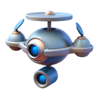 radiant celebrated Isolated cutout, concept art style render of a single, levitating, futuristic security camera drone Hyper-specific design with Transparent Background png