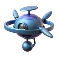 alluring bold art deco Isolated cutout, concept art style render of a single, levitating, futuristic security camera drone Hyper-specific design with Transparent Background artisan png