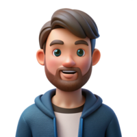 alluring dynamic surreal Young man with beard, hipster portrait, with Transparent Background fine detail png