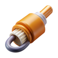 spectacular bold creative Photorealistic, hyper-specific render of a single, intricate fiber optic cable connector, isolated cutout Ultra-detailed with Transparent Background professional png