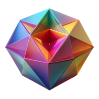 beautiful notable An abstract, geometric shape with multiple facets and vibrant colors with Transparent Background png