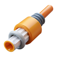 iconic classic Photorealistic, hyper-specific render of a single, intricate fiber optic cable connector, isolated cutout Ultra-detailed with Transparent Background gallery standard png