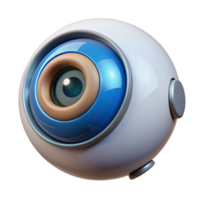 hypnotic geometric Isolated cutout, concept art style, hyper-specific depiction of a single, advanced bionic eye with Transparent Background crisp png