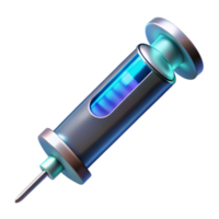 stunning iconic Advanced medical syringe, glowing liquid, digital display with Transparent Background png