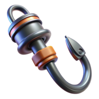 inspired renaissance Ultra-detailed photorealistic professional render, isolated cutout of a futuristic grappling hook with retractable cable, hyper-specific with Transparent Background top-tier png