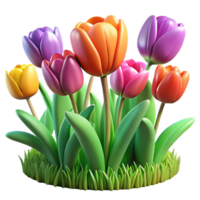wonderful rustic A Group of Colorful Tulips in a Field high resolution png