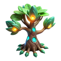 remarkable organic Bioengineered alien tree sapling, glowing leaves, unusual bark with Transparent Background impeccable png