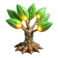 gorgeous rustic Bioengineered alien tree sapling, glowing leaves, unusual bark with Transparent Background exclusive png