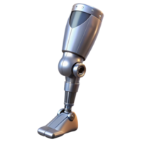 serene renaissance Cybernetic leg prosthesis, metallic finish, articulated joints with Transparent Background artisan png