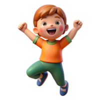 elegant impressionist Excited child, playful pose, with Transparent Background masterfully captured png