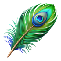 mysterious mesmerizing Photorealistic, hyper-specific, isolated cutout of a single peacock feather, iridescent blue and green Ultra-detailed with Transparent Background 8K png