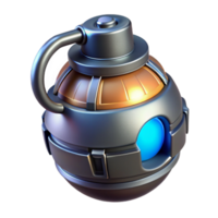 radiant modern Futuristic grenade, glowing core, digital timer with Transparent Background expertly shot png