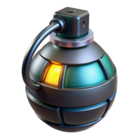 hypnotic urban Futuristic grenade, glowing core, digital timer with Transparent Background elite png