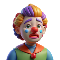 playful mesmerizing Sad clown, colorful makeup, with Transparent Background sharp png