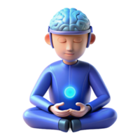 serene classic A Person Meditating with a Brain Computer premium png