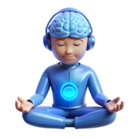 serene creative A Person Meditating with a Brain Computer detailed png