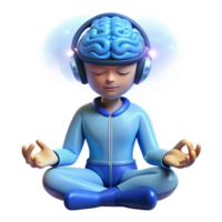beautiful vintage A Person Meditating with a Brain Computer authentic png