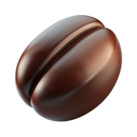 breathtaking bold mid-century A single coffee bean, dark and glossy with Transparent Background detailed png