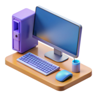 distinctive impressionist Desktop computer with monitor, keyboard, and mouse with Transparent Background impeccable png