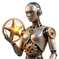 dramatic abstract A Humanoid Robot with Intricate Clockwork authentic png
