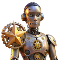 extraordinary abstract A Humanoid Robot with Intricate Clockwork genuine png