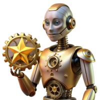magnificent minimalist A Humanoid Robot with Intricate Clockwork authentic png