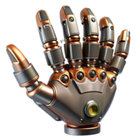dreamy radiant Ultra-detailed, photorealistic professional render of a steampunk robotic hand with articulated fingers and exposed wiring Isolated cutout with Transparent Background genuine png