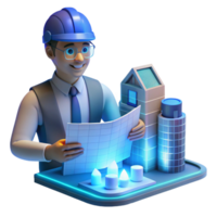 vibrant rustic Portrait of an Architect Examining high resolution png