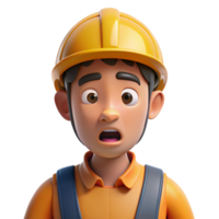 passionate alluring Confused construction worker, hard hat, with Transparent Background sharp png
