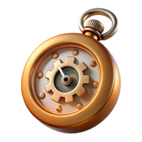 nostalgic majestic Concept art style, hyper-specific, isolated cutout of a steampunk pocket watch with exposed gears and Roman numerals Photorealistic render with Transparent Background refined png