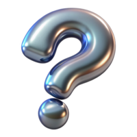 dramatic pristine A stylized question mark made of liquid mercury with Transparent Background impeccable png