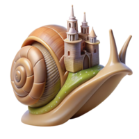 alluring contemporary Ultra-detailed, hyper-specific, photorealistic render of a single, giant snail shell with a miniature city built inside with Transparent Background ultra HD png