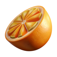 striking signature Isolated cutout, ultra-detailed professional render of a hyper-specific single orange slice with pulp and seeds Photorealistic with Transparent Background png