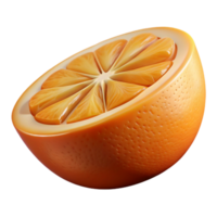 peaceful splendid Isolated cutout, ultra-detailed professional render of a hyper-specific single orange slice with pulp and seeds Photorealistic with Transparent Background precision png