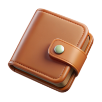 coveted organic Photorealistic, ultra-detailed isolated cutout of a single brown leather wallet closed Isolated cutout with Transparent Background sharp png