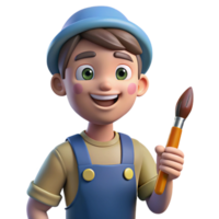 timeless avant-garde Artist holding a paintbrush with Transparent Background impeccable png