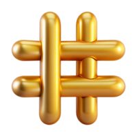 exquisite remarkable A stylized hashtag symbol made of intertwined golden chains with Transparent Background png