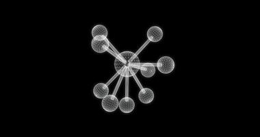 Hologram screen 3d of a molecule with bonds - loop video