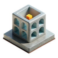 iconic futuristic Modernist concrete building block, with Transparent Background impeccable png