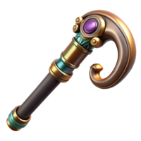 iconic tropical Photorealistic, hyper-specific professional render of a steampunk cane with a hidden blade and intricate carvings Isolated cutout with Transparent Background masterfully captured png