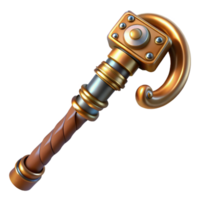standout impressionist Photorealistic, hyper-specific professional render of a steampunk cane with a hidden blade and intricate carvings Isolated cutout with Transparent Background 8K png