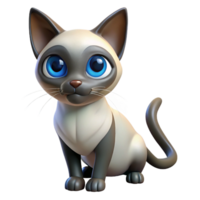 quintessential creative Siamese cat, blue eyes, curious expression with Transparent Background sharp png