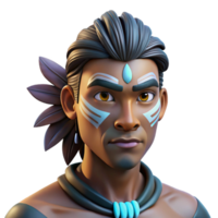 extraordinary modern Portrait of a Man with Tribal Face Paint premium png