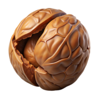 exemplary bohemian Hyper-specific, concept art style isolated cutout of a single, photorealistic cracked walnut shell Ultra-detailed with Transparent Background masterfully captured png