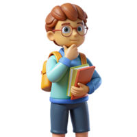 ethereal spectacular Thinking student with books and backpack with Transparent Background impeccable png